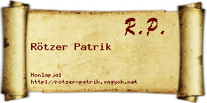 Rötzer Patrik névjegykártya
